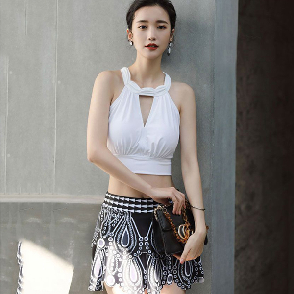 繞脖美背綁繩兩穿三件式泳衣