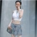 繞脖美背綁繩兩穿三件式泳衣