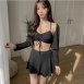 氣質抽繩細肩小外罩裙裝三件式泳衣