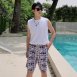 情侶泳衣(女長褲三件式+男海灘褲)