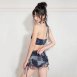 紮染削肩綁帶裙裝兩件式泳衣