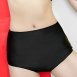 素面高腰鬆緊平口四角女泳褲