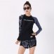 潮流不對稱拼接長袖兩件式泳衣(L-2XL)