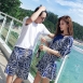 情侶泳衣(女裙裝三件式、男海灘褲)